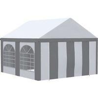 Outsunny 4 x 4m Galvanised Party Tent, Marquee Gazebo with Sides, Four Windows and Double Doors, for Parties, Wedding and Events