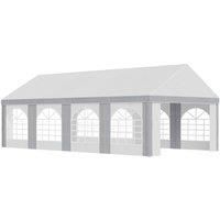 Outsunny 8 x 4m Galvanised Party Tent, Marquee Gazebo with Sides, Eight Windows and Double Doors, for Parties, Wedding and Events