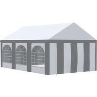 Outsunny 6 x 4m Galvanised Party Tent, Marquee Gazebo with Sides, Six Windows and Double Doors, for Parties, Wedding and Events, White and Grey