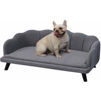 PawHut Dog Sofa for Medium Large Dogs, Shell Shaped Pet Couch Bed with Legs Cushion Washable Cover, Grey