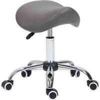 HOMCOM Cosmetic Stool 360 Rotate Height Adjustable Salon Massage Spa Chair Hydraulic Rolling Faux Leather Saddle Stool, Grey
