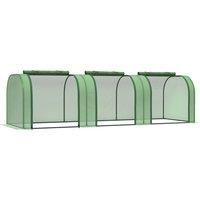 Outsunny PE Tunnel Greenhouse Green Grow House Steel Frame for Garden Backyard with Zipper Doors 295x100x80 cm Green