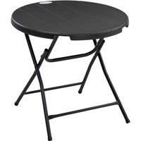 Outsunny Foldable Round Garden Table for 4, Outdoor Dining Table with HDPE Tabletop and Steel Frame, 80 x 80 x 73 cm, Dark Grey
