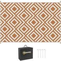 Outsunny Reversible Outdoor Rug w/ Bag 182 x 274 cm - Brown