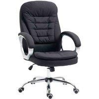 Vinsetto Ergonomic Office Chair Task Chair for Home with Arm, Swivel Wheels, Linen Fabric, Black