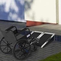 HOMCOM Textured Aluminum Folding Wheelchair Ramp, 61 x 72 cm Portable Threshold Ramp, for Doorways, Home, Steps, Stairs
