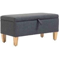 HOMCOM Linen Storage Ottoman Padded Footstool with Rubberwood Legs Ideal for Bed End, Shoe Bench, Seating, Dark Grey