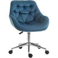 Vinsetto Home Office Chair Velvet Ergonomic Computer Chair Comfy Desk Chair with Adjustable Height, Arm and Back Support, Blue