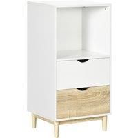 HOMCOM Modern Bookcase with Drawers and Open Shelf, Bookshelf, Storage Cabinet for Study Living Room Home Office, White and Natural