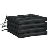 Outsunny 40 x 40cm Replacement Garden Seat Cushion Pad with Ties, Black