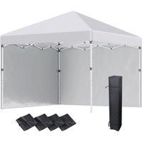 Outsunny 3 x 3 (M) Pop Up Gazebo with 2 Sidewalls, Leg Weight Bags and Carry Bag, Height Adjustable Party Tent Event Shelter for Garden, Patio, White