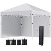 Outsunny 3x3 (M) Pop Up Gazebo Party Tent w/ 2 Sidewalls, Weight Bags, White