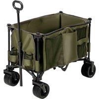 Outsunny Folding Garden Trolley on Wheels, Collapsible Camping Trolley, Outdoor Utility Wagon with Steel Frame and Oxford Fabric, Green