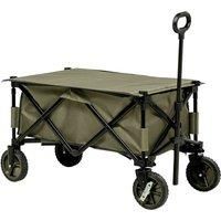 Outsunny Folding Garden Trolley on Wheels, Collapsible Camping Trolley with Folding Board, Outdoor Utility Wagon with Steel Frame Oxford Fabric Green