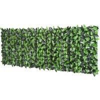 Outsunny Artificial Leaf Hedge Screen Privacy Fence Panel for Garden Outdoor Indoor Decor 3M x 1M Light Green and Dark Green
