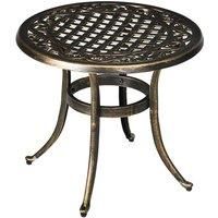 Outsunny Industrial Side Table, Round Hollow Top Design End Table with Cast Aluminum Frame for Patio, Garden, Balcony, Bronze