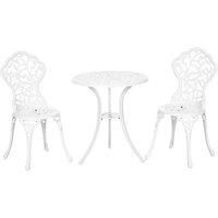 Outsunny 3 Pcs Aluminium Bistro Set Garden Furniture Dining Table Chairs Antique Outdoor Seat Patio Seater White