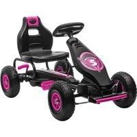 HOMCOM Children Pedal Go Kart, Racing Go Cart with Adjustable Seat, Inflatable Tyres, Shock Absorb, Handbrake, for Boys and Girls Ages 5-12, Pink
