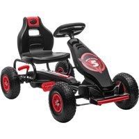 HOMCOM Children Pedal Go Kart, Racing Go Cart with Adjustable Seat, Inflatable Tyres, Shock Absorb, Handbrake, for Boys and Girls Ages 5-12, Red