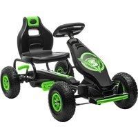 HOMCOM Children Pedal Go Kart, Racing Go Cart with Adjustable Seat, Inflatable Tyres, Shock Absorb, Handbrake, for Boys and Girls Ages 5-12, Green