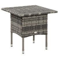 Outsunny PE Rattan Outdoor Coffee Table, Modern Rattan Side Table, Mixed Grey