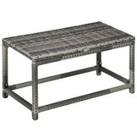 Outsunny Outdoor Coffee Table, PE Rattan Side Table w/ Plastic Board, Grey