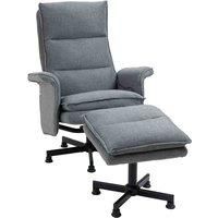 HOMCOM Swivel Recliner Chair and Footstool, Upholstered Massage Recliner Armchair with Remote Control, Timer and Steel Base, Grey