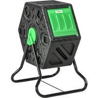 Outsunny 65L Garden Compost Bin, Single Chamber Rotating Composter, Compost Maker with 48 Ventilation Openings and Steel Legs