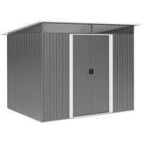 Outsunny Garden Metal Storage Shed House Hut Gardening Tool Storage w/ Tilted Roof and Ventilation 9 x 6ft, Grey