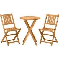 Outsunny 3 Piece Folding Bistro Set, Wooden Garden Table and Chairs for Outdoor, Patio, Yard, Porch, Teak