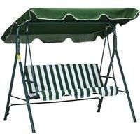 Outsunny 3 Seater Swing Chair with Adjustable Canopy, Garden Swing Seat with Steel Frame, Padded Seat, Green
