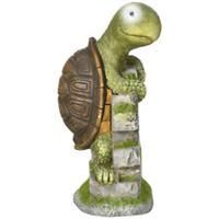 Outsunny Vivid Garden Statue Tortoise Sculpture with Solar-powered LED Light