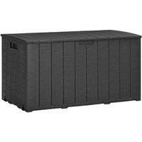 Outsunny 336 Litre Extra Large Outdoor Garden Storage Box, Water-resistant Heavy Duty Double Wall Plastic Container, Garden Furniture Organizer, Deck Cushion Chest with Wheels and Handles, Black