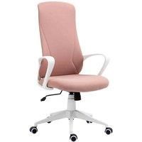 Vinsetto High-Back Office Chair, Elastic Desk Chair with Armrests, Tilt Function, Adjustable Seat Height, Pink