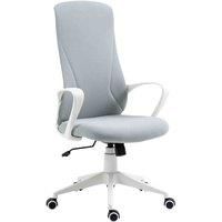 Vinsetto High-Back Office Chair, Elastic Desk Chair with Armrests, Tilt Function, Adjustable Seat Height, Light Grey