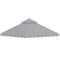 Outsunny 3m x 3m Gazebo Canopy Replacement Cover, 2-Tier Gazebo Roof, Grey