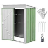 Outsunny Steel Garden Shed, Small Lean-to Shed for Bike Tool, 5x3 ft, Green