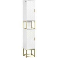 Kleankin Narrow Bathroom Storage Cabinet, Freestanding Tallboy Storage Unit Floor Cabinet Slim Corner Organizer with Adjustable Shelf Steel Base, White