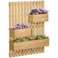 Outsunny Wooden Garden Planters with Trellis Wall-mounted Raised Garden Bed