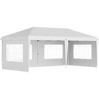 Outsunny 3 x 6m Garden Pop Up Gazebo, Height Adjustable Marquee Party Tent with Sidewalls, Storage Bag, White
