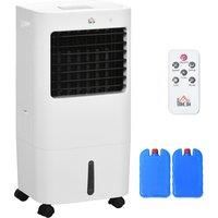 HOMCOM Air Cooler, Mobile Cooling Fan Humidifier Air Conditioner with 15L Water Tank, Oscillation, Remote, Timer, 32x37x74cm