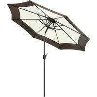 Outsunny 2.7m Garden Parasol Umbrella with 8 Metal Ribs, Tilt and Crank, Outdoor Sunshades for Garden, Patio, Beach, Yard, Coffee
