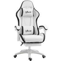 Vinsetto Racing Gaming Chair, Reclining PU Leather Computer Chair with 360 Degree Swivel Seat, Footrest, Removable Headrest White and Black