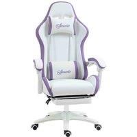 Vinsetto Racing Gaming Chair, Reclining PU Leather Computer Chair with 360 Degree Swivel Seat, Footrest, Removable Headrest and Lumber Support, Purple