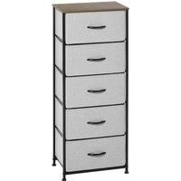 HOMCOM Chest of Drawers, Fabric Storage Drawers, Industrial Bedroom Dresser with 5 Fabric Drawers, Steel Frame and Wooden Top for Nursery, Living Room, Closet, Hallway, Grey