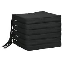 Outsunny Set of 6 Chair Cushion Seat Pads Dining Chair w/ Straps Outdoor Black