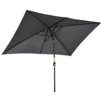 Outsunny 3x2m Patio Parasol Canopy Tilt Crank 6 Ribs Sun Shade Garden Black