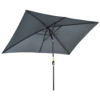 Outsunny 3x2m Patio Parasol Canopy Tilt Crank 6 Ribs Sun Shade Garden Dark Grey