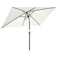 Outsunny 3x2m Patio Parasol Canopy Tilt Crank 6 Ribs Sun Shade Garden White