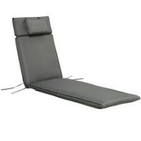 Outsunny Garden Sun Lounger Chair Cushion Reclining Relaxer Indoor Outdoor Grey